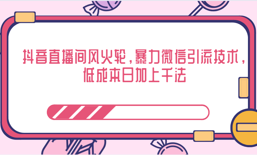 抖音直播间风火轮，暴力微信引流技术，低成本日加上千法-最全项目网