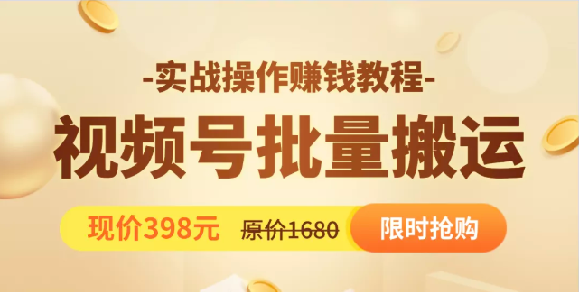视频号批量运营实战教程，让你一天创作100个高质量视频，日引5W+流量-最全项目网