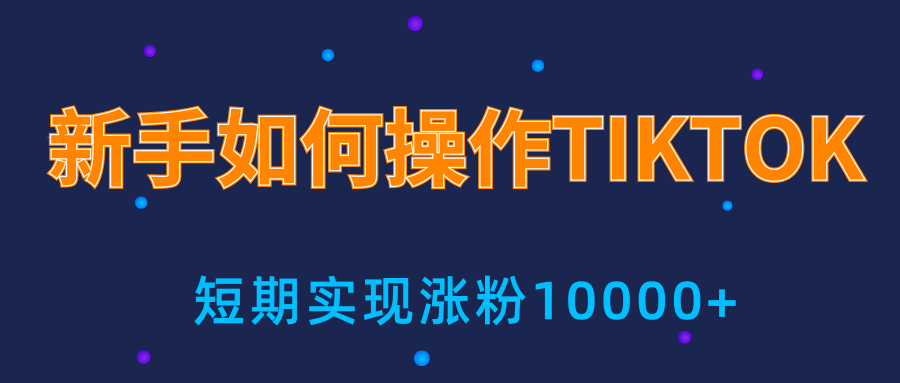 新手小白操作TIKTOK，3天从0到10000粉丝撸美金实战分享-最全项目网