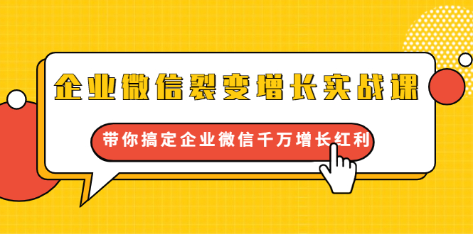 企业微信裂变增长实战课：带你搞定企业微信千万增长红利，新流量-新玩法-最全项目网
