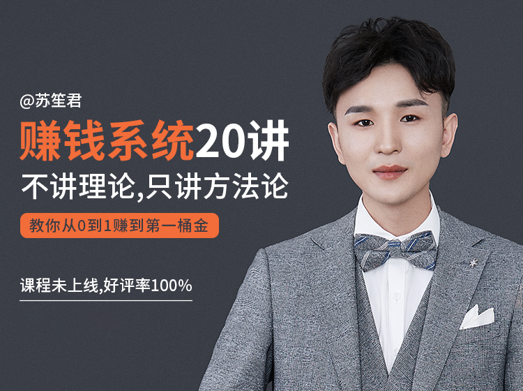 苏笙君的赚钱系统20课 教你从0到1赚到你的第一桶金（不讲理论，只讲方法论）-最全项目网