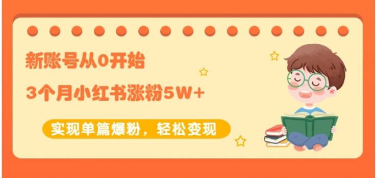生财小红书涨粉变现：新账号从0开始3个月小红书涨粉5W+实现单篇爆粉-最全项目网