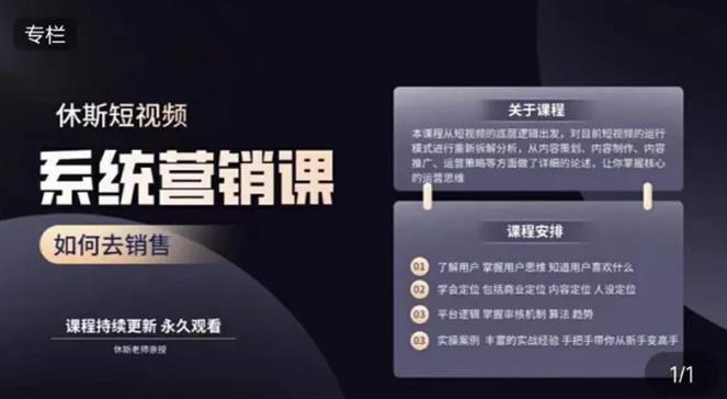 休斯短视频系统运营大课，你掌握核心的运营思维 价值7800元-最全项目网