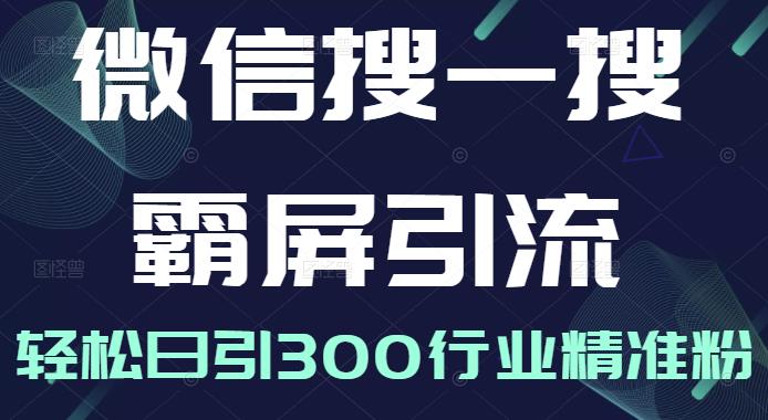 微信搜一搜霸屏引流课，打造被动精准引流系统，轻松日引300行业精准粉-最全项目网