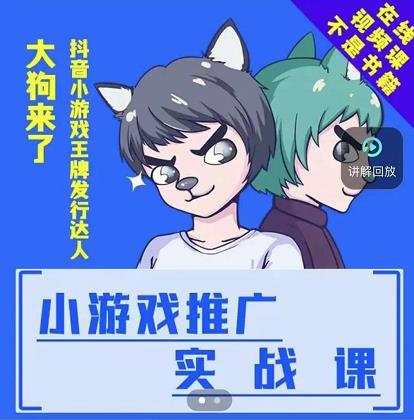 大狗来了：小游戏推广实战课，带你搭建一个游戏推广变现账号-最全项目网
