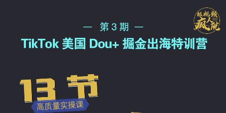 TikTok美国Dou+掘金出海特训营，美国dou+成功投放95%-最全项目网