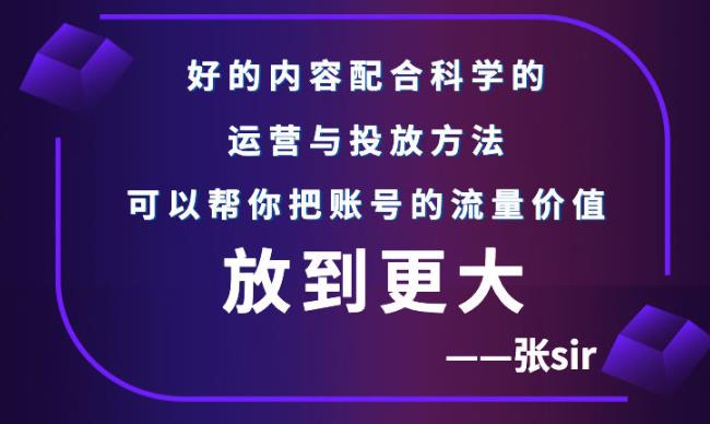张sir账号流量增长课，告别海王流量，让你的流量更精准-最全项目网
