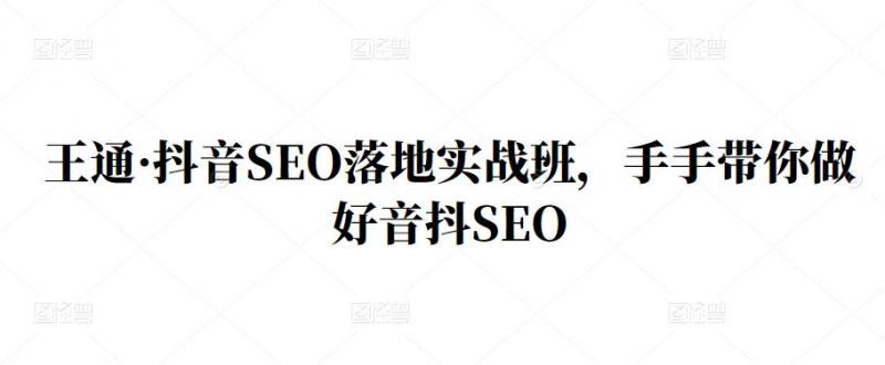 王通·抖音SEO落地实战班，手‬手带你做好音抖‬‬SEO-最全项目网