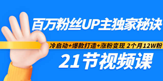 百万粉丝UP主独家秘诀：冷启动+爆款打造+涨粉变现2个月12W粉（21节视频课)-最全项目网
