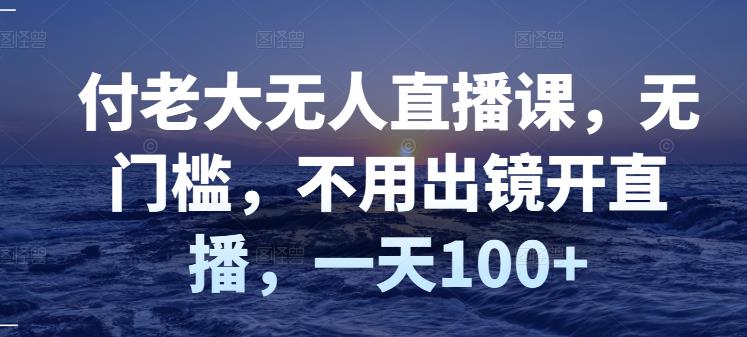 付老大无人直播课，无门槛，不用出镜开直播，一天100+-最全项目网