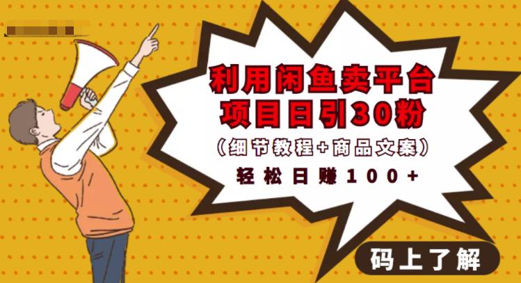 利用闲鱼卖平台项目课程资源日引流30+精准粉丝，轻松日赚100+，积累人脉可实现二次变-最全项目网