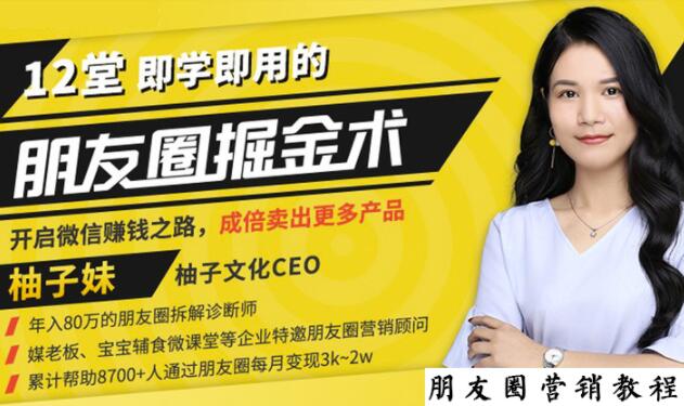 【营销必学】12堂学之即用的朋友圈掘金术：开启你的副业赚钱之路-最全项目网
