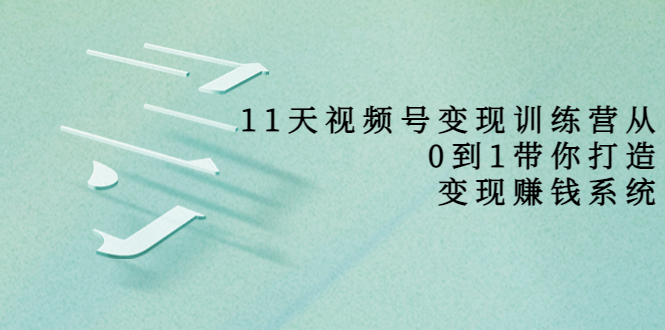 11天视频号变现训练营，从0到1打造变现赚钱系统（价值398元）-最全项目网
