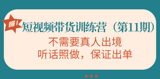 视频带货训练营，不需要真人出境，听话照做，保证出单（第11期）-最全项目网