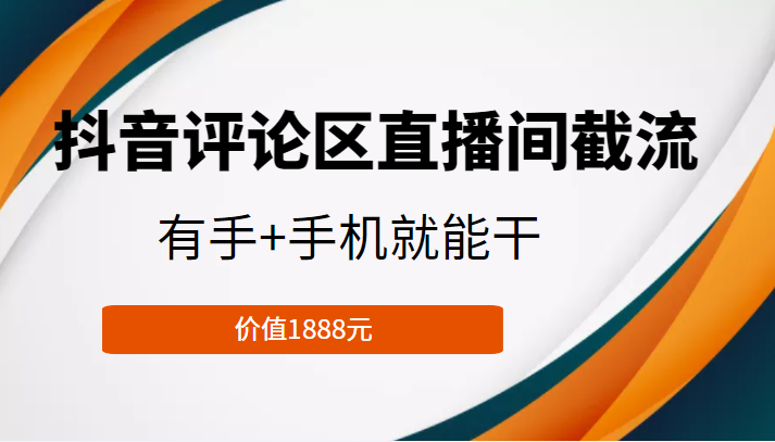 抖音评论区直播间截流，有手+手机就能干，门槛极低，模式可大量复制（价值1888元）-最全项目网