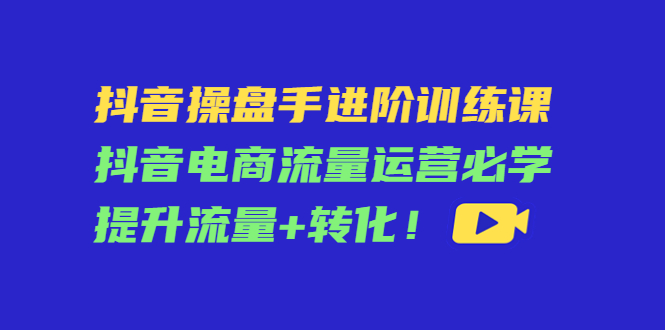 抖音操盘手进阶训练课：抖音电商流量运营必学，提升流量+转化-最全项目网