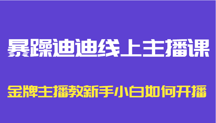 暴躁迪迪线上主播课，金牌主播教新手小白如何开播-最全项目网