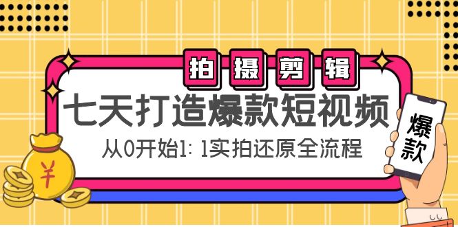 七天打造爆款短视频：拍摄+剪辑实操，从0开始1:1实拍还原实操全流程-最全项目网