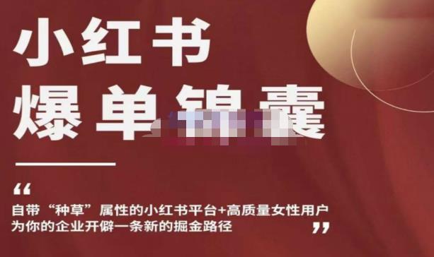 小红书爆单锦囊，自带种草属性+高质量女性用户，为你的企业开辟一条新的掘金路径-最全项目网