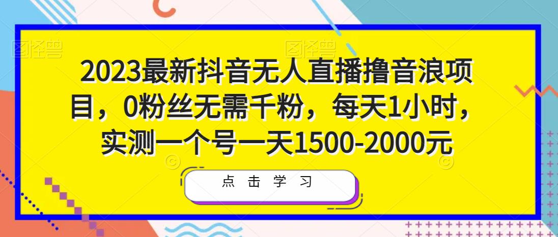 2023最新抖音无人直播撸音浪项目，0粉丝无需千粉，每天1小时，实测一个号一天1500-2000元-最全项目网