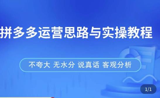 拼多多店铺运营思路与实操教程，快速学会拼多多开店和运营，少踩坑，多盈利-最全项目网