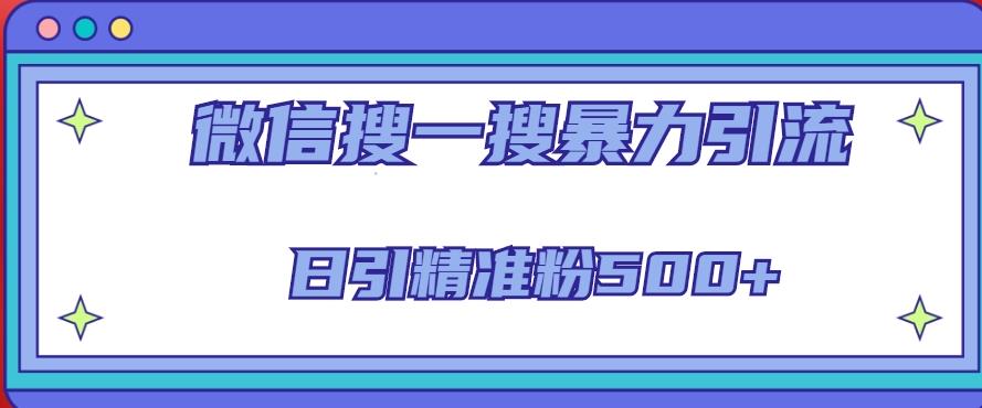 微信搜一搜引流全系列课程，日引精准粉500+（8节课）-最全项目网