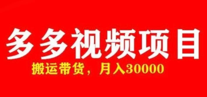 多多带货视频快速50爆款拿带货资格，搬运带货，月入30000【全套脚本+详细玩法】-最全项目网