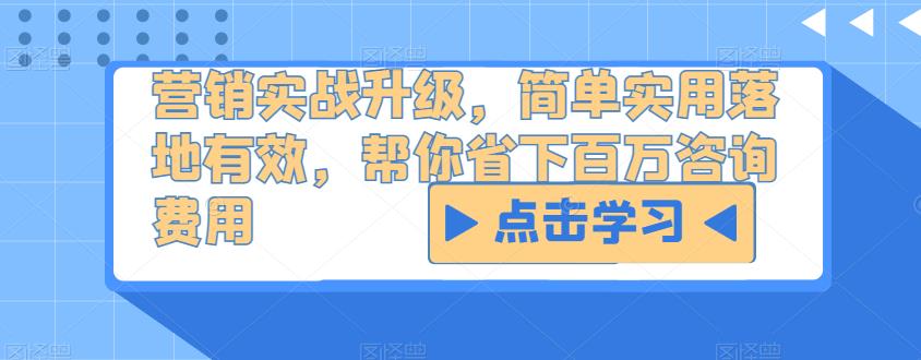 营销实战升级，简单实用落地有效，帮你省下百万咨询费用-最全项目网