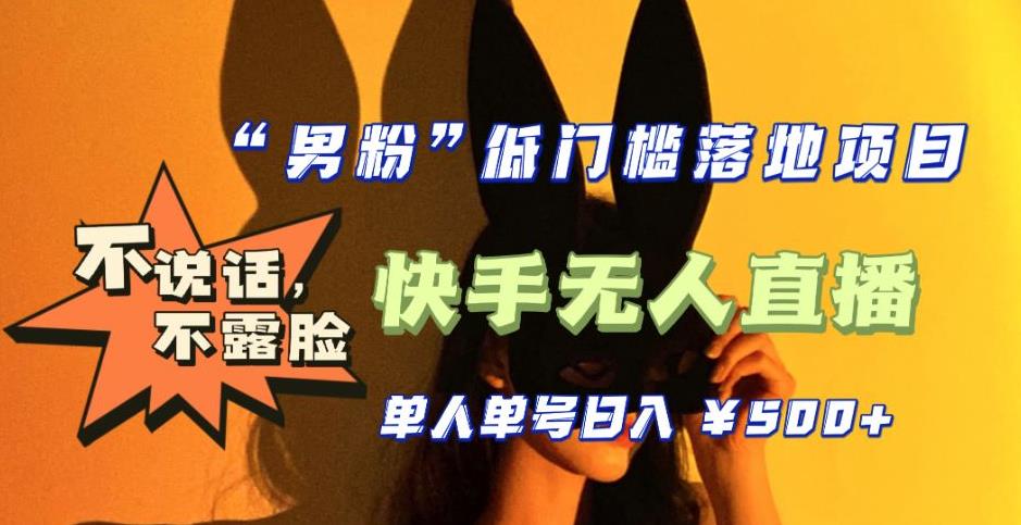 【全新升级】零基础单人单号单晚500+，不说话，不露脸，4月最新超皮实快手无人直播-最全项目网