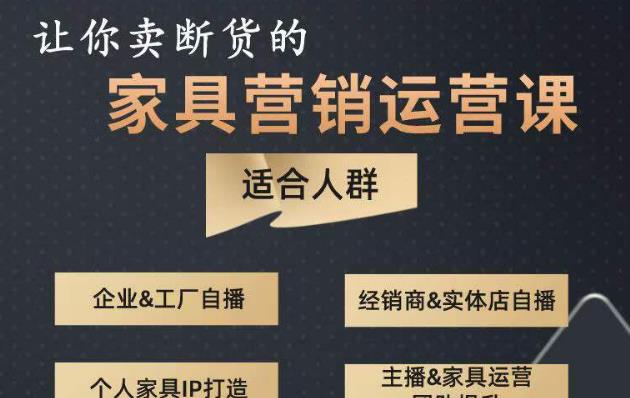 让你卖断货的家具营销运营课，打造高销量家具账号（短视频+直播+人物IP）-最全项目网
