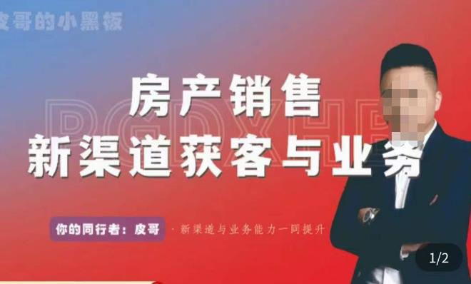 皮哥·房产销售新渠道获客与业务，​打造新时代房产经纪达人，助力行业新人成长为业内精英-最全项目网