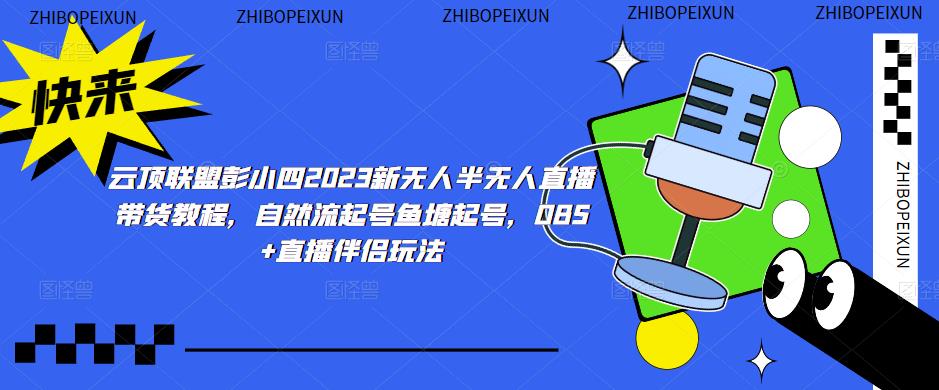 云顶联盟彭小四2023新无人半无人直播带货教程，自然流起号鱼塘起号，OBS+直播伴侣玩法-最全项目网