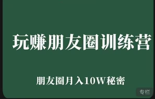 玩赚朋友圈系统课，朋友圈月入10W的秘密，​7天系统图文课程-最全项目网
