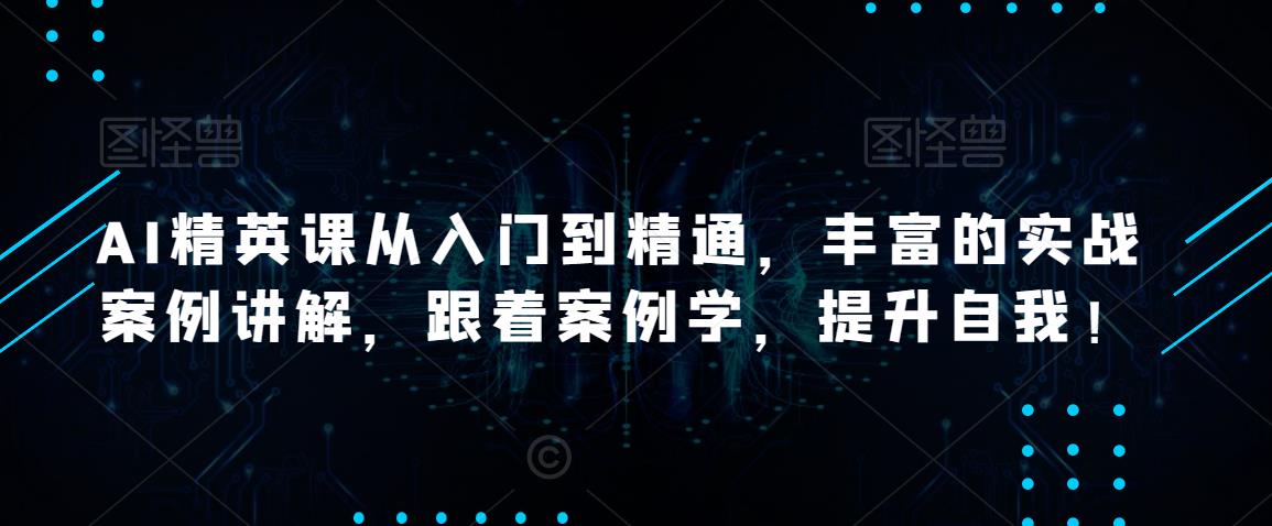 AI精英课从入门到精通，丰富的实战案例讲解，跟着案例学，提升自我！-最全项目网