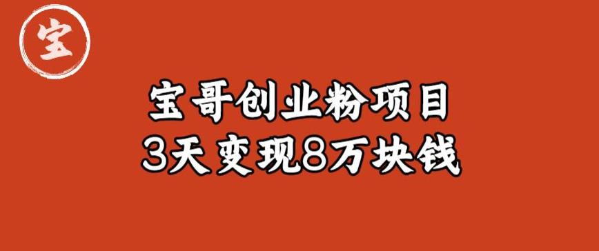 宝哥IP图文创业粉引流项目实战分享：单个账号3天涨粉1万，变现8万块钱（图文教程）【揭秘】-最全项目网