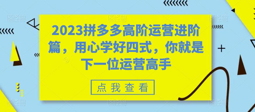 2023拼多多高阶运营进阶篇，用心学好四式，你就是下一位运营高手-最全项目网