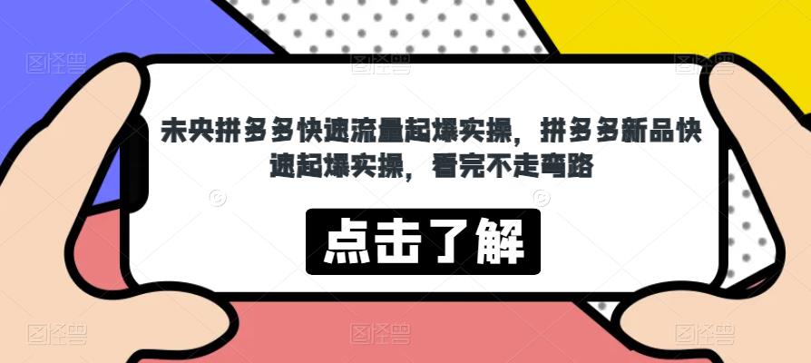 未央拼多多快速流量起爆实操，拼多多新品快速起爆实操，看完不走弯路-最全项目网