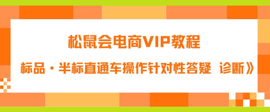 松鼠会电商VIP教程：松鼠《付费推广标品·半标直通车操作针对性答疑&诊断》-最全项目网