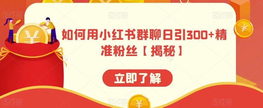 如何用小红书群聊日引300+精准粉丝【揭秘】-最全项目网