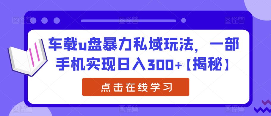 车载u盘暴力私域玩法，一部手机实现日入300+【揭秘】-最全项目网