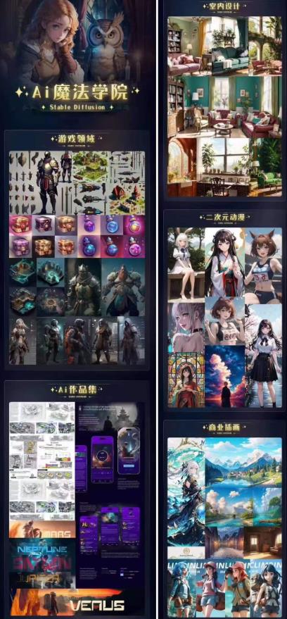 Ai魔法绘画 Stable Diffusion专业课高效辅助Ui/运营作品集0到精通系统课-最全项目网
