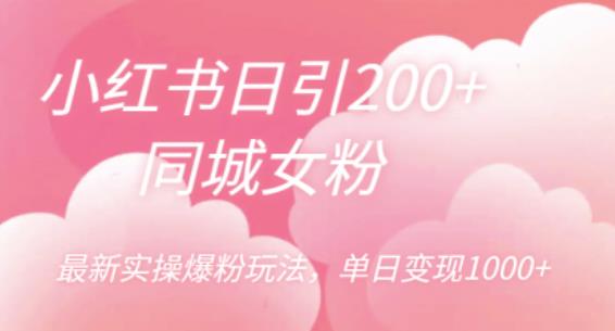 小红书日引200+同城女粉，最新实操爆粉玩法，单日变现1000+【揭秘】-最全项目网