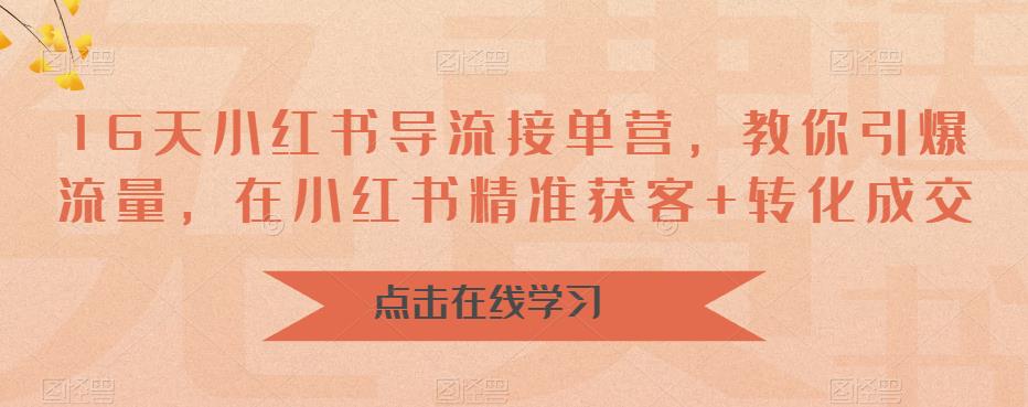 16天小红书导流接单营，教你引爆流量，在小红书精准获客+转化成交-最全项目网