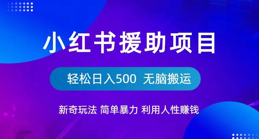 小红书援助项目新奇玩法，简单暴力，无脑搬运轻松日入500【揭秘】-最全项目网