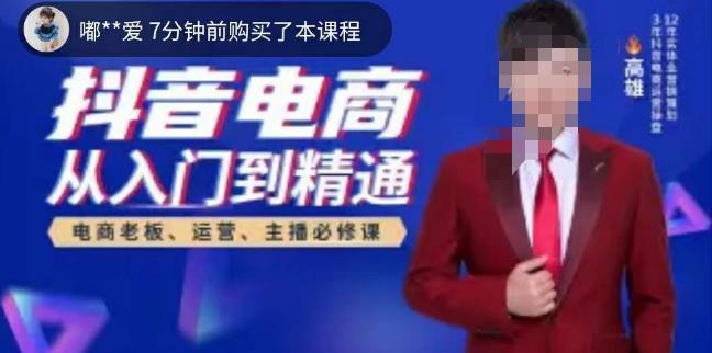 高雄哥·抖音电商从入门到精通，​从账号、流量、人货场、主播、店铺五个方面全面解析抖音电商核心逻辑-最全项目网