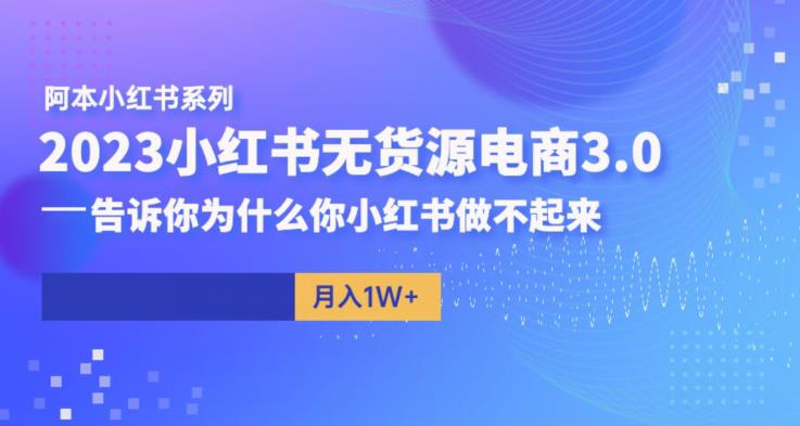 阿本小红书无货源电商3.0，告诉你为什么你小红书做不起来-最全项目网