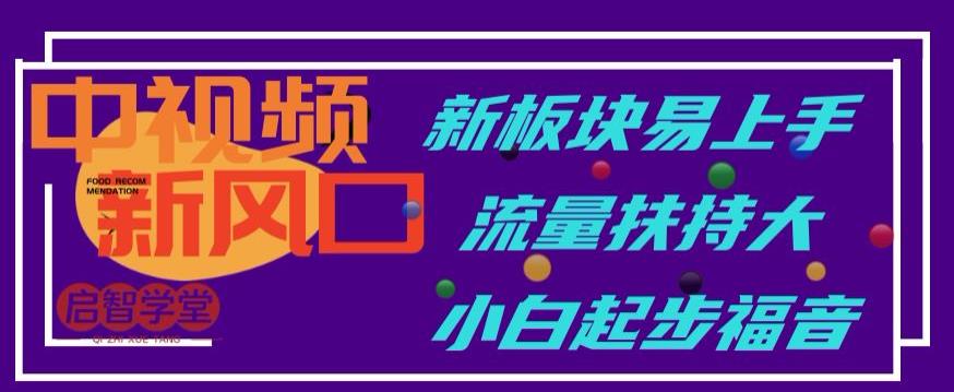 中视频新风口，新板块易上手，流量扶持大，小白起步福音【揭秘】-最全项目网