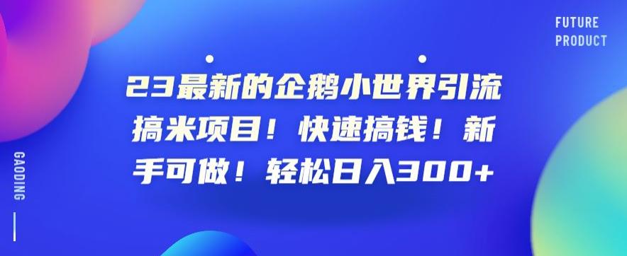 23最新的企鹅小世界引流搞米项目！快速搞钱！新手可做！轻松日入300+【揭秘】-最全项目网