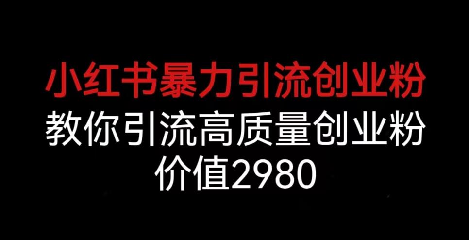 小红书暴力引流创业粉，教你引流高质量创业粉，价值2980【揭秘】-最全项目网