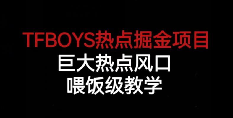 TFBOYS热点掘金项目，巨大热点风口，喂饭级教学-最全项目网